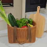Large Handwoven Storage Basket for Shopping, Outdoor Use with Lid As Gift, Shelf Baskets Storage Baskets - Image 3