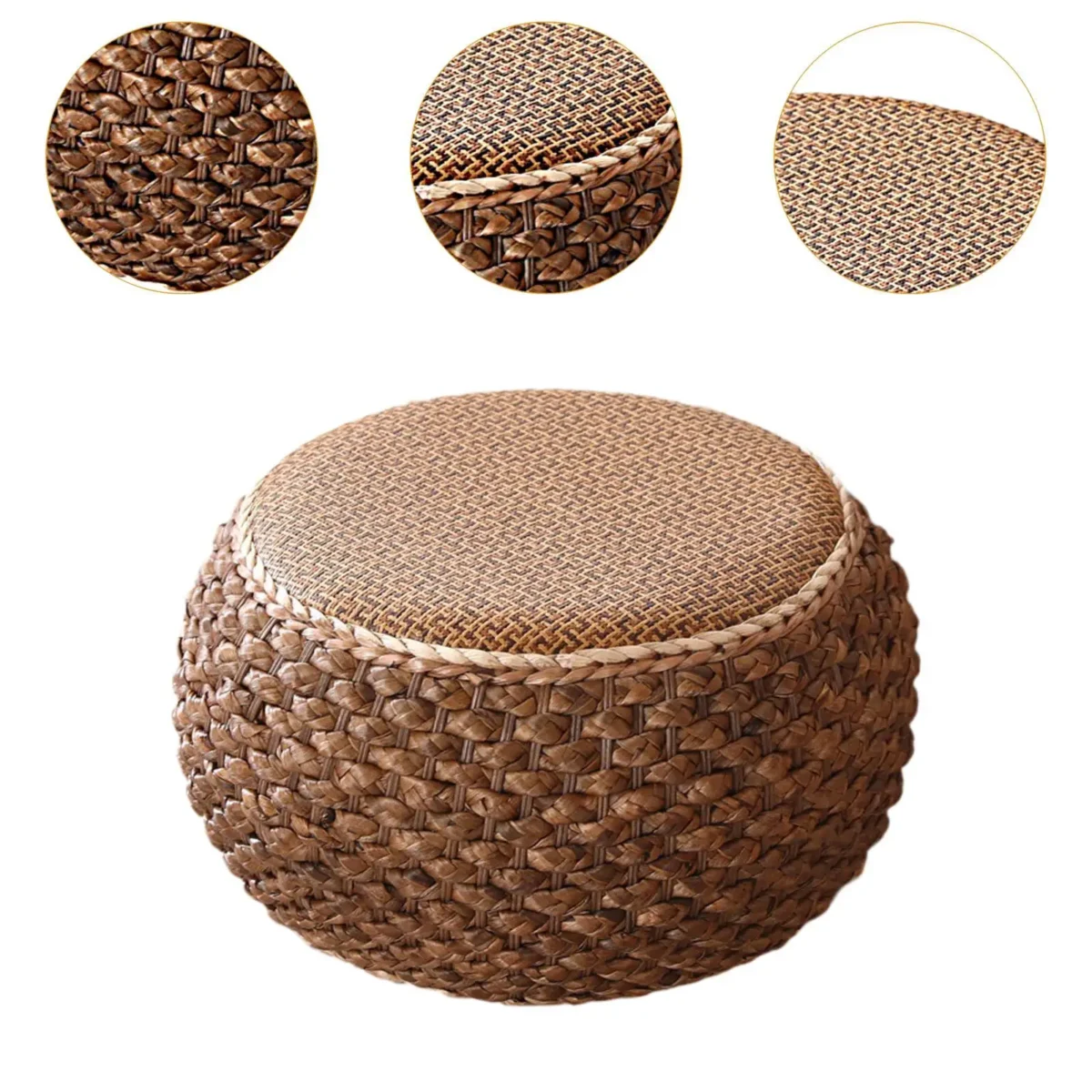 Rattan Pouf Ottoman Round Footrest Lightweight Comfortable Foot Stool for - Image 5