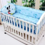 6Pcs Mickey Mouse Crib Set for Baby Girl Cunas para Bebes Crib Bedding Set Standard Size (4bumper+sheet+pillowcase) - Image 3