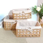 Wicker Baskets Storage Baskets Sundries Organizer with Lid Bathroom Clothes Laundry Basket Household Towel Toys Container Basket - Image 5