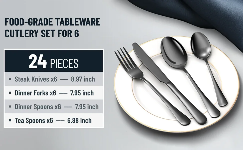 Black dinnerware Set kitchen Party Restaurant