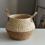 Chic Straw Woven Basket for Stylish Plant Storage & Decor - Image 2