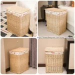 Folding Laundry Baskets Dirty Clothes Home Storage Basket Large Storage Box Wicker Mesh Laundry Bag Laundry Hamper with Lid - Image 6