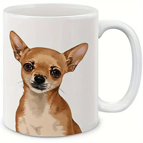 Adorable Ceramic Mug - Cute Chihuahua Design, Perfect Gift for Dog Lovers and Coffee Enthusiasts, Unique Collectible