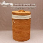 Natural Rattan Weaving Laundry Basket - Household Organizer for Toys and Dirty Clothes with Lid Simple and Aesthetic Hot Sale - Image 3