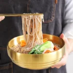 304 Stainless Steel Double Layer Cold Noodle Bowl Gold Silver Korean Style Anti-scald Large Salad Soup Bowls Kitchen Utensils - Image 4