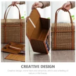 Hand-woven Multi-purpose Egg Basket Picnic Basket Bamboo Basket Fruits Rectangular Box Household Kitchen Supplies Organization - Image 2