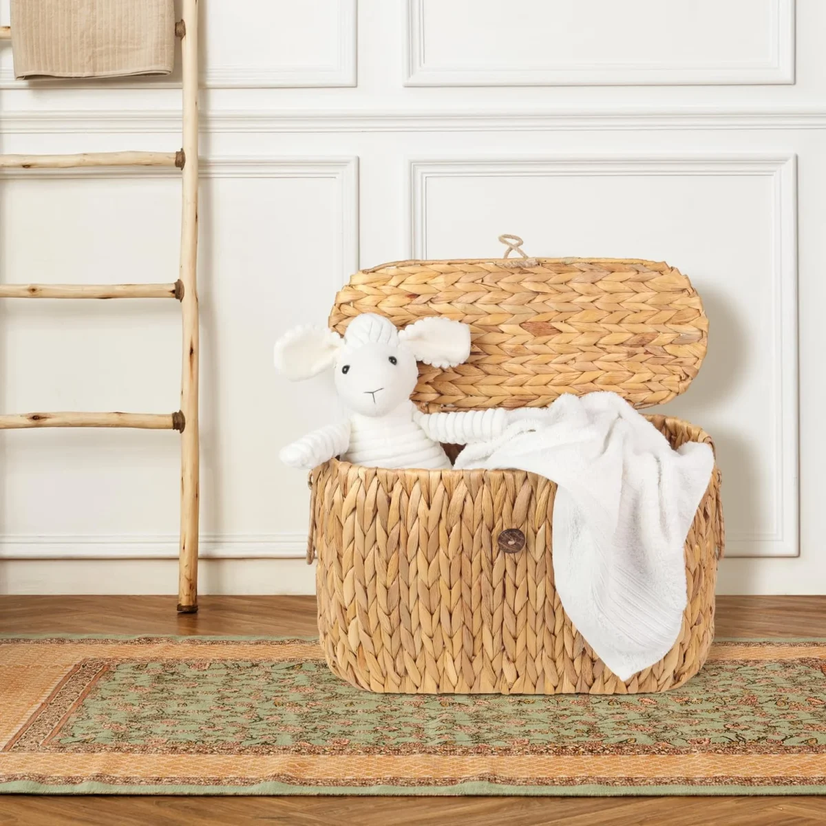 Toilet Paper Storage, Water Hyacinth Baskets with Lid, Toilet Paper Baskets for Storage Holder 6 Rolls, Papers Basket with Built - Image 4