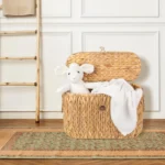 Toilet Paper Storage, Water Hyacinth Baskets with Lid, Toilet Paper Baskets for Storage Holder 6 Rolls, Papers Basket with Built - Image 4