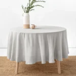 Elegant 100% Pure Linen Round Table Cover for Stylish Dining - Image 3