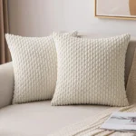 Green Pillow Covers Spring Decorations Boho Striped Corduroy Throw Pillow Cases Soft Plush Farmhouse Couch Cushion Case 45x45CM - Image 2