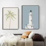 Sailboat Swimming Pool Ocean Floral Minimalist Wall Art Canvas Painting Posters and Prints Wall Pictures for Living Room Decor - Image 4