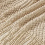 Khaki Gift Knitted Blanket with Tassels Chunky Vintage Luxury Farmhouse Throw Bedspread Oversized Blanket Cover Manta Para Sofa - Image 3