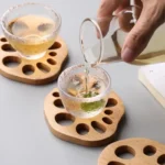 3PCS Wood Coasters Cute Decorative Lotus Root Cup Pad Eco-friendly Beech Coaster Reusable Hollow Mats for Tableware Bowl Plate - Image 4