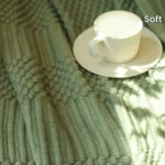 Cozy Textured Throw Blanket in Green & Tan - Chic Home Accent - Image 3