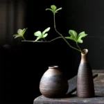 Retro rough pottery mini flower vase, ceramic tabletop small vase, indoor hydroponic ornament decoration - Image 3