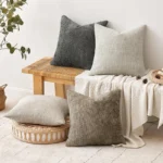 18x18 Inch Chenille Throw Pillow Covers Luxury Soft Cushion Case for Home Couch Bed Living Room Spring Farmhouse Decor