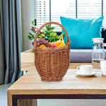 Foldable Picnic Basket Wicker Tray Decor Daily Supplies Multi-function Storage Shopping Bins with Lids - Image 3