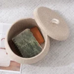 Cotton Rope Storage Basket with Lid Decorative Basket Kitchen Gadgets Organizing Basket for Home - Image 2