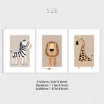 Set of 3 Bohemian Giraffe Toddler Mural Canvas, Zebra Forest Toddler Decoration, Interesting Lion Animal Printing Poster, Children's Forest Art Room, Toddler Printing, Toddler Decoration, Animal Toddler, Children's Room Decoration, Frameless - Image 3
