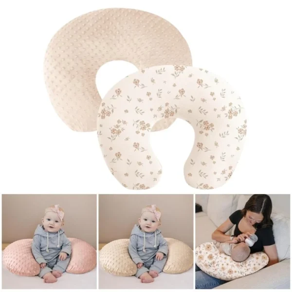Q81A 2pcs Removable Nursing Pillow Covers for Newborns Soft & Breathable Nursing Pillow Cover Lovely Pattern Designs Cover