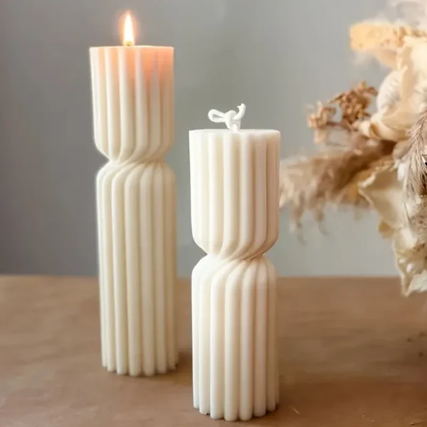 1PC Creative Soy Wax Candle Luxury White Tapered Column Geometric Scented Candle Birthday Gift Bedroom Atmosphere Lamp Decor