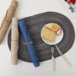1/6/10pcs 35x50cm Big Oval Braided Placemats Natural Woven Table Mats for Dining Table Place mats Blue Khaki Cream 식탁매트 Салфетки - Image 2