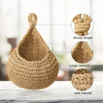 1pcs Handwoven Hanging Basket Wall Vegetable Fruit Organizer Container Decor for Kitchen Garden Mount Wall Plant Flower Onion - Image 5