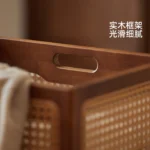 Rattan dirty clothes basket Household storage basket with lid Bathroom dirty clothes basket Large capacity clothes storage baske - Image 3