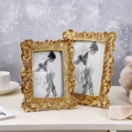 1PC Vintage Gold Palm Leaf Pattern Resin Photo Frame, suitable for family photo display and shooting prop decoration - Image 4