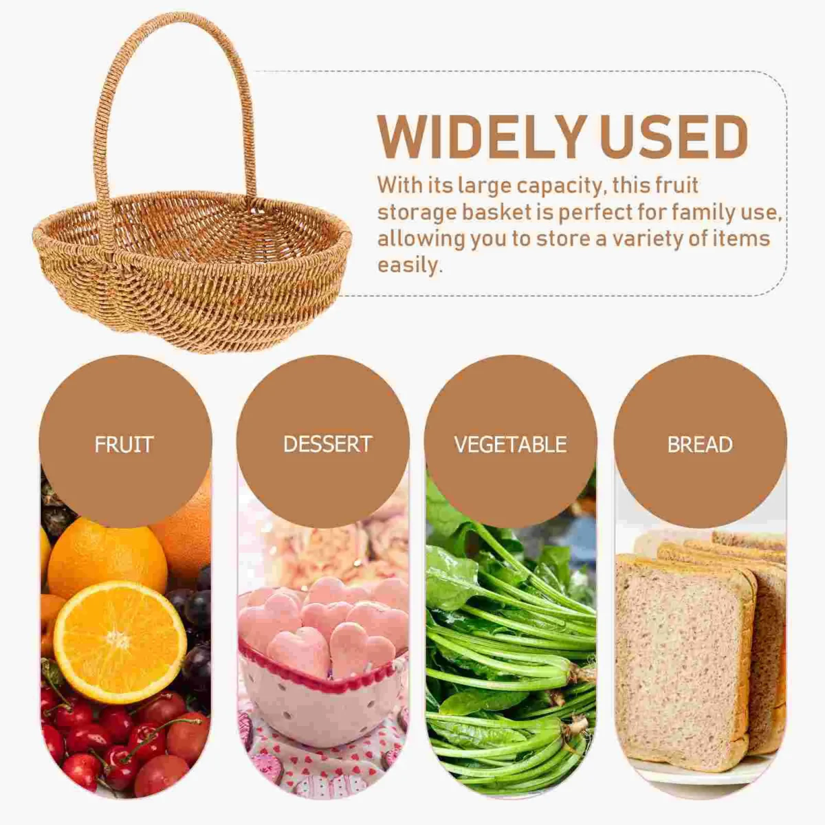 Portable Picnic Basket Woven Baskets Fruits Vegetable Shopping Handmade Container ganization Bins Home Storage - Image 5