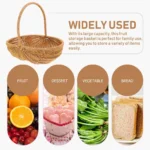 Portable Picnic Basket Woven Baskets Fruits Vegetable Shopping Handmade Container ganization Bins Home Storage - Image 5