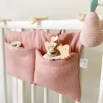 Baby Crib Storage Bag Cotton Double Pouch Newborn Bed Headboard Organizer for Kids Baby Bedding Diaper Toys Bag - Image 4