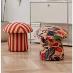 Mushroom Foot Stool Comfortable Lamb Velvet Shoe Changing Seat Living Room Children's Chairs High Elastic Sponge Hallway Ottoman - Image 3