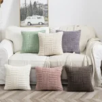 1pc Boho Faux Fur Plush Throw Pillow Covers, Cream White, Luxury SoftFluffy Decorative Cushion Cover Pillowcase for Sofa, Couch - Image 4