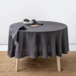 Elegant 100% Pure Linen Round Table Cover for Stylish Dining - Image 2