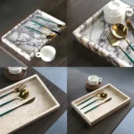 30x20x3CM 100% Natural Luxury Calacatta Viola Purple Marble Stone Travertine Rectangle Catchall Sundries Serving Tray Container - Image 5
