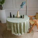 Cotton Linen Round Tassels Tablecloth, Dust-Proof Table Cover,For Dinner Party Wedding Coffee Table Kitchen Decor - Image 4