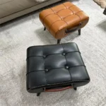 Small Foot Stool Ottoman PU Leather Rectangle Ottoman Footrest Bedside Step Stool with Wood Legs for Desk Living Room Bedroom - Image 4