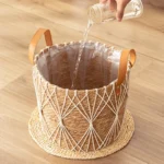 Rattan Storage Basket Living Room Flower Pot Home Decor Durable Net Pocket Pot Outdoor Lawn Decoration - Image 4