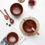 Japanese Style Wooden Bowl Jujube Wooden Bowl Round Large Soup Bowl Creative Children's Rice Bowl Tableware - Image 5