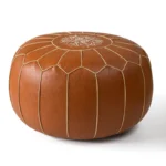 Moroccan PU Leather Pouf Embroider Craft Hassock Ottoman Footstool Cover Round Artificial Leather Pouffe Cushion Unstuffed - Image 5