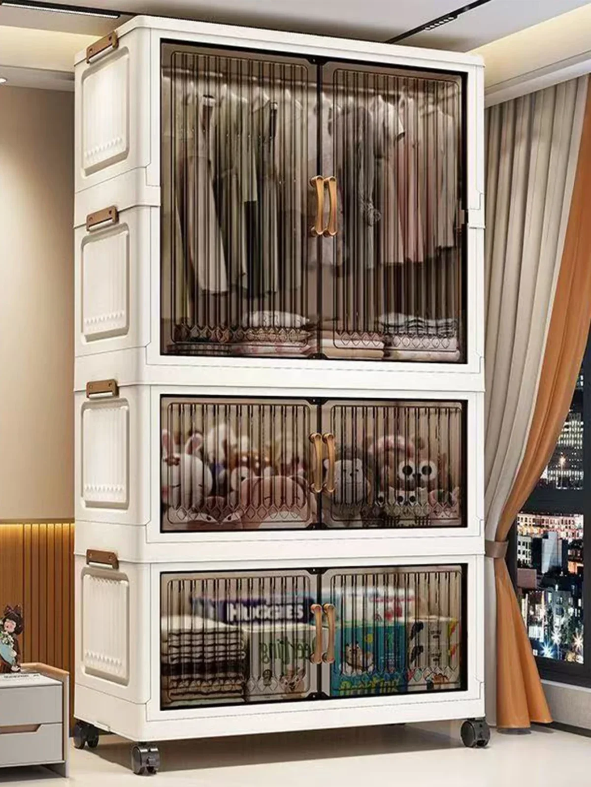 Multifunction Folding Storage Cabinet Dustproof Wardrobe Sundries Cabinet Closet Organizer Locker Storage Box - Image 1