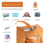 Modern Non-Slip Storage Stool Waterproof Large Capacity PU Leather Ottoman Thicken Stackable Unstuffed Cushion Cover Home - Image 6