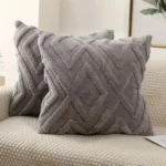 1pc Decorative Faux Wool Throw Pillow Covers Christmas Soft Plush Fuzzy Short Fleece Square Patterned Cushion Cases Solid Pillow - Image 6