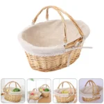 Gift Flower Girl Basket For Kids Woven Wicker Flower Picnic Gift Flower Girl Basket For Kidss Storage Wedding Girl Willow - Image 5