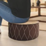Japanese Entryway Shoe Stool Rattan Tatami Cushion Minimalist Round Pouf Light Luxury Small Footstool for Bedroom Living Room - Image 2