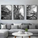 Abstract Gray and White Marble Canvas Art for Modern Homes - Image 3