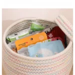 Home Desktop Miscellaneous Storage Basket Multi-purpose Hand Woven Cotton Rope Material Snacks Cosmetics Stationery Storage Box - Image 4
