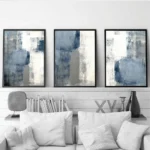 Serene Blue Navy Grey Canvas Art for Modern Home Decor - Image 3